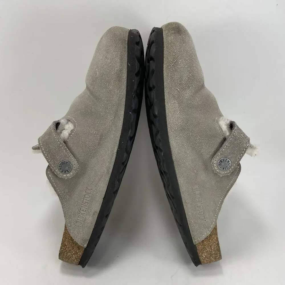 Birkenstock Fur Lined Boston Clog Womens Size 38 US Size 7-7.5 Gray Suede - Picture 6 of 10